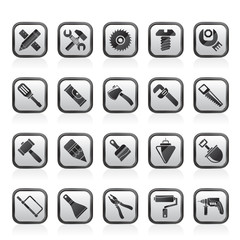 Construction tools object icons - vector icon set