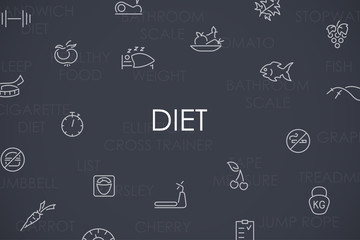 Diet Thin Line Icons