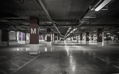 Parking garage underground interior
