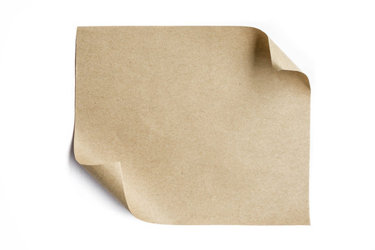 brown paper sheet roll up top left corner