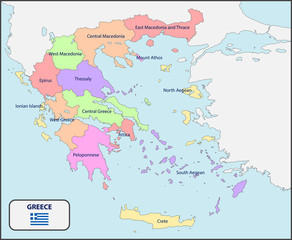 Obraz premium Political Map of Greece with Names