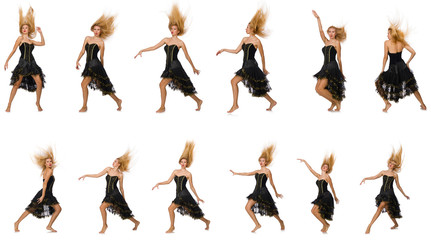 Composite photo of woman in various poses