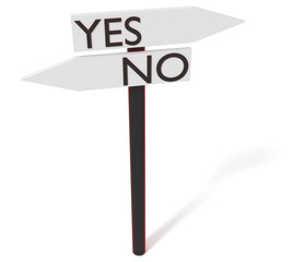 Yes or no: guidepost, 3d illustration