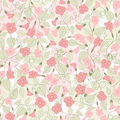 Seamless background with pink flowers