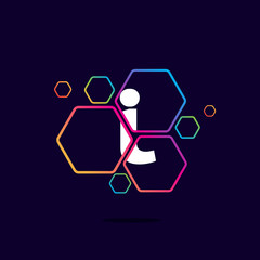 Letter I logo in Hexagon pattern.