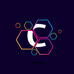 Letter C logo in Hexagon pattern.