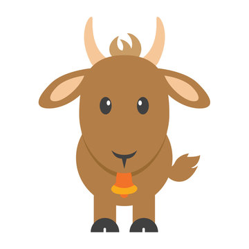 cartoon goat with bell vector