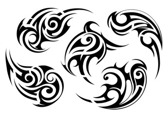 Fototapeta premium Maori style tattoo set