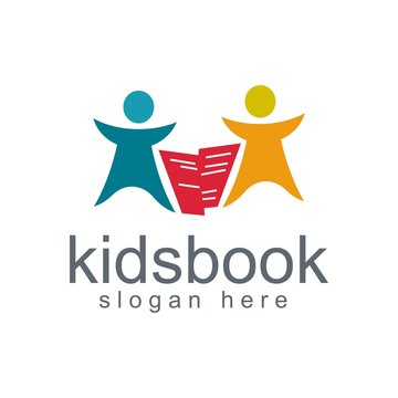 Kids book logo design study vector