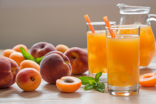Apricot and peach juice with ice.