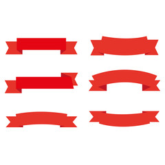 Ribbon retro style red on a white background