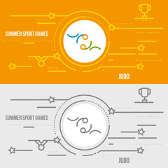 Horizontal banner of summer sport games.