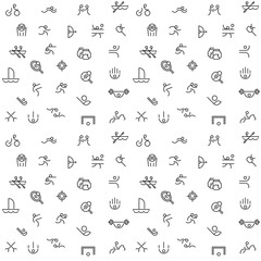 Thin line icons set of summer sport games.