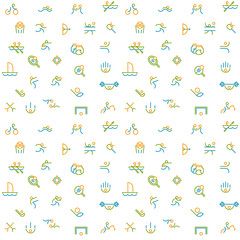 Thin line icons set of summer sport games.