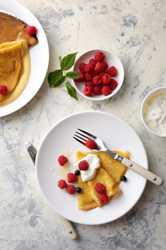 breakfast with pancake and berries