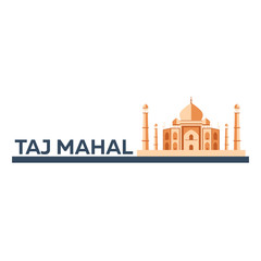Taj Mahal. Agra. Indian architecture. Modern flat design. Vector illustration