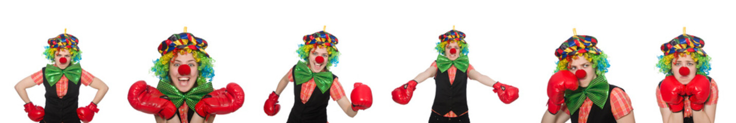 Clown in various poses isolated on white