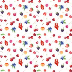 seamless pattern with raspberry, sweet cherry, strawberry - 114508177