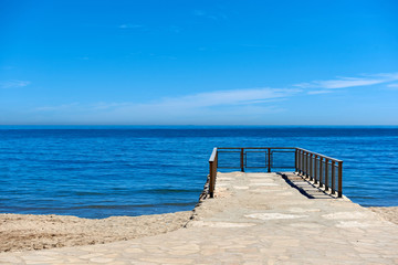 Blue sky and horizon over the Mediterranean sea