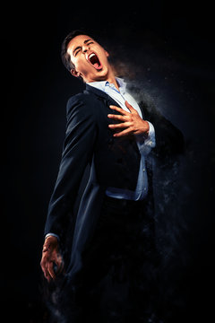 Opera singer performing. Image with a digital effects