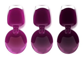 Nail polish leaking out of the bottle. Maniqure and pediqure varnish. Vector illustration