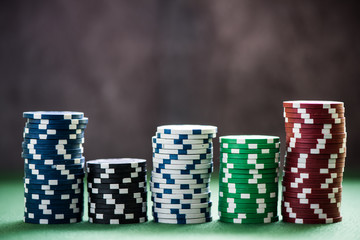 casino plastic chips stacks