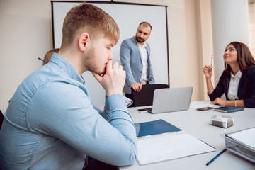 Team meeting. Discussion of business strategy.
