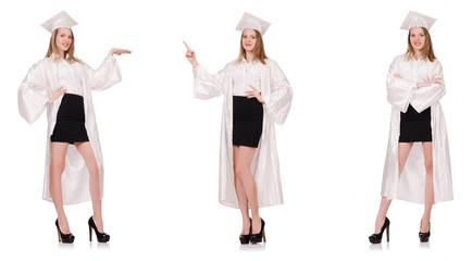 Fototapeta premium Woman student isolated on white background