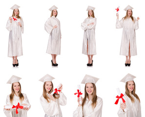 Woman student isolated on white background