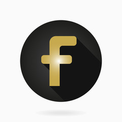 Fine Flat Icon With Letter F