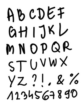 Hand written alphabet and numbers vector