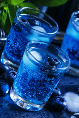 Alcoholic cocktail French soda, with liqueur, lime juice, sugar