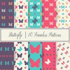 Set of vector backgrounds with butterflies.