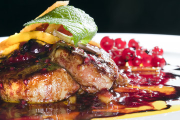 meat with sauce and vegetables