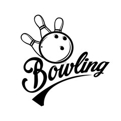 Bowling emblems, labels, badges and designed elements.