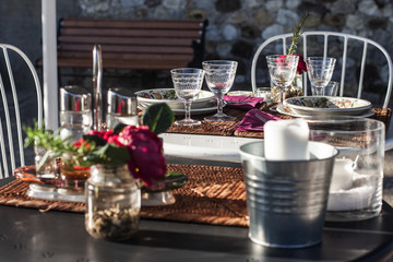 Romantic dinner table setting