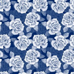 Beautiful buds. Watercolor roses pattern 10. Seamless background