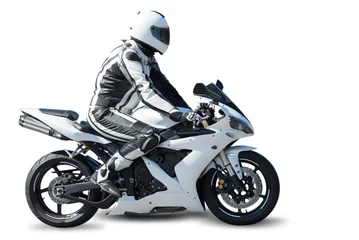 Wall murals Motorsport Motorcycle racer on white