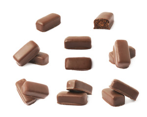 Chocolate coated candy bar isolated