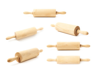 Wooden rolling-pin isolated