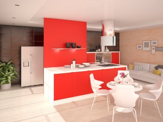 Perfect modern kitchen with functional furniture.