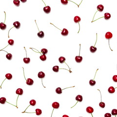 Obraz na płótnie Canvas cherry on a white background, top view 