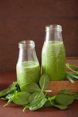 healthy green spinach smoothie with lemon orange