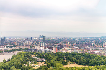 Helicopter view of London and river Thames
