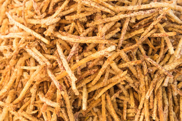 Fried taro crispy stick, Local snacks of Thai people.