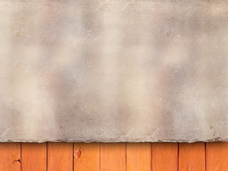 Double-layered background - concrete wall and wooden planks