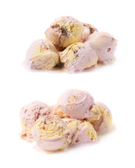 Pile of ice-cream scoops isolated