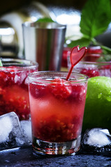 Alcoholic cocktail raspberry ambitions, with vodka, cranberry ju