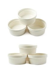 Porcelain souffle ramekin dish isolated