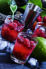 Alcoholic cocktail raspberry ambitions, with vodka, cranberry ju